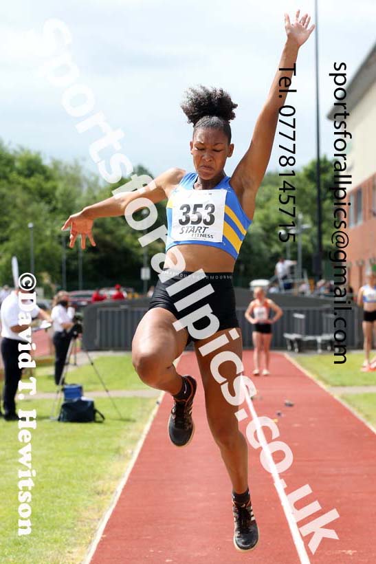 Womens under-20s long jump, 2021 Northern Senior and Under-20s Champs., Leigh. Photo: David T. Hewitson/Sports for All Pics